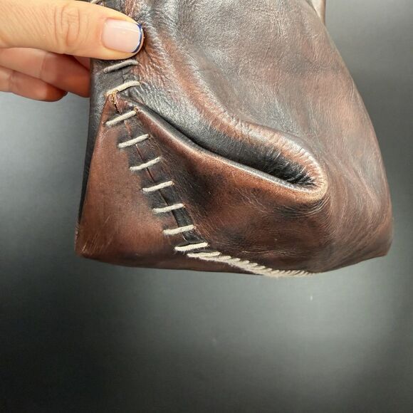 EUC Bed Stu Large Tote Handbag Shoulder Bag Brew Brown Leather Stitched - Picture 4 of 10